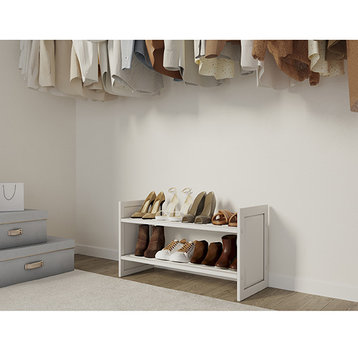 Solid Wood Stackable Shoe And Storage Rack, White