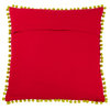 Poly Filled Pom Pom Trimmed Sugar Skull Pillow, 18"x18", Red