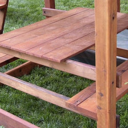 Swing Set Additions - Redwood Picnic Table - Kids Playsets And Swing Sets