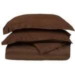 Blue Nile Mills - 530 Thread Count Solid Duvet Cover & Pillow Sham Bed Set, Chocolate, Full/Queen - Description: