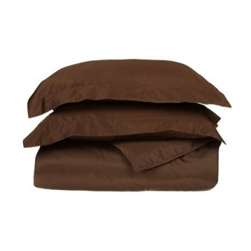 530 Thread Count Solid Duvet Cover & Pillow Sham Bed Set, Chocolate, Full/Queen