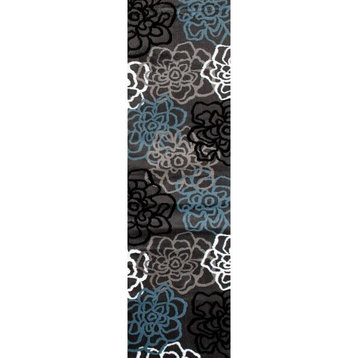 Alpine Abstract Modern Floral Area Rugs, 2'x8'