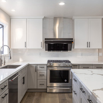 Gray Base Cabinets & White Wall cabinets