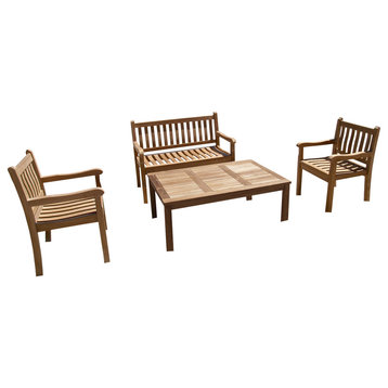Grade A Teak 4 Pc  Set, 2 Seater Bench, 2 Chairs/Table, By Windsor Teak