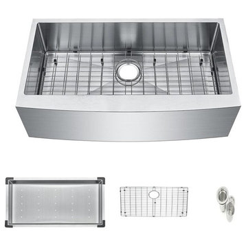 30 Farmhouse Apron Single Bowl 304 Stainless Steel Kitchen Sink With Accessories