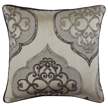 Designer 14"x14" Damask Grey Jacquard Throw Pillow Covers - Grey Damask Galore