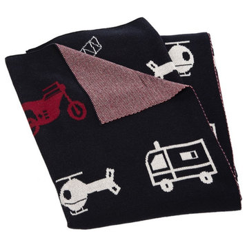 Safavieh Wesley Throw Blanket in Navy and Red
