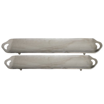 Set of 2 Silver Metal Boat Tray