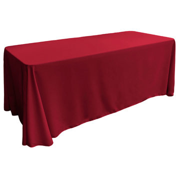 LA Linen Rectangular  Polyester Poplin Tablecloth, Cranberry, 90"x132"