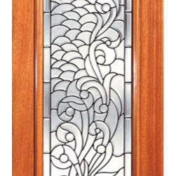 Full Lite Asymmetrical Floral Scrollwork Glass, Exterior Single Door - Front Doors