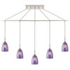 Woodbridge Lighting Venezia 5-Light Pendant Chandelier, Satin Nickel, Linear, 42"w, Mosaic Purple