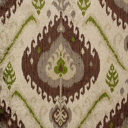 Green brown ikat fabric chenille velvet upholstery - Upholstery Fabric