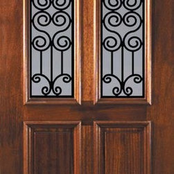 Prehung Single Door 80 Wood Mahogany Verona GBG Twin Lite GBG Glass - Front Doors
