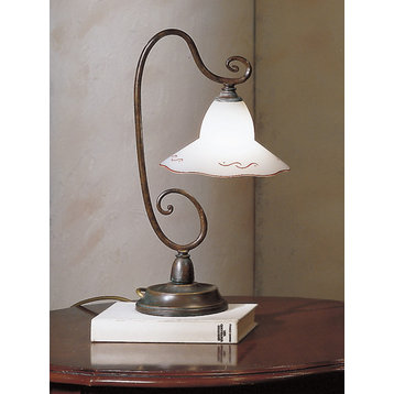 Country Line 1806 Table Lamp, Verdigris And Rust, Satin White and Blue