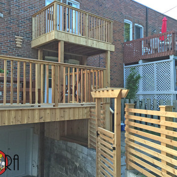 Cedar Deck and Fence Wood Privacy Wall and Wood Spindle Railings