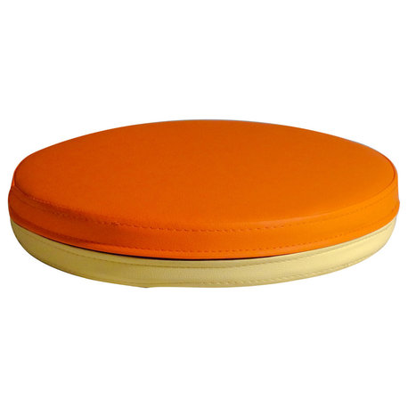 Round Leather Seat Cushion for Stool, Orange/Yellow