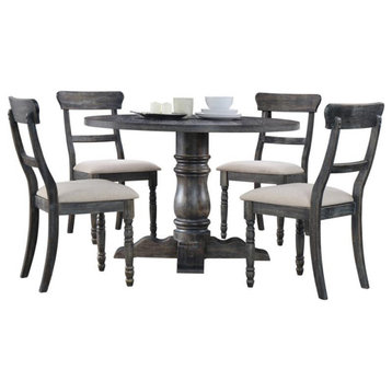 Best Master Selena 5-Piece Solid Wood Round Dinette Set in Weathered Gray
