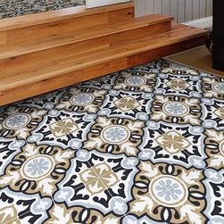 Moroccan Mosaic & Tile House - 8"x8" Baha Handmade Cement Tile, Brown/Black/Gray, Set of 12 - Wall And Floor Tile