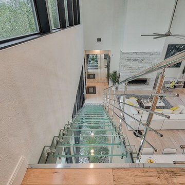 Modern glass staircase in North Dallas