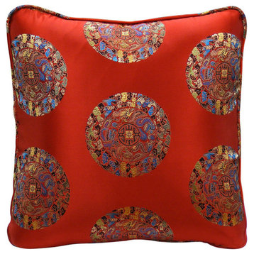 Red Chinese Silk Pillow (#36)