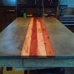 Custom Concrete and Wood Table - Dining Tables