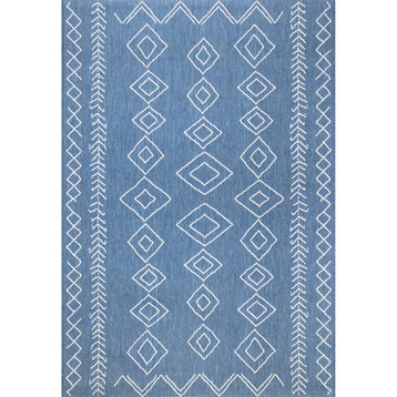 nuLOOM Serna Moroccan Indoor/Outdoor Area Rug, Blue, 10'x13'