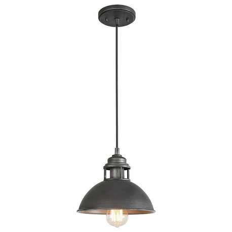 LNC Black Industrial Brushed-Finish Dome Pendant Lighting, Single Pendant Light