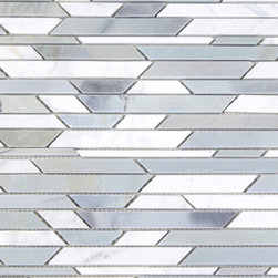 White and Blue ZigZag Stone Tile Mosaics - Home Accessories & Decor