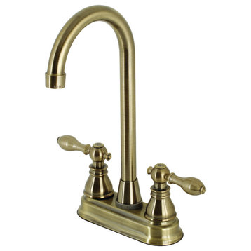 KB493ACL American Classic Two-Handle High-Arc Bar Faucet, Antique Brass