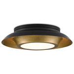 Currey & Company - Metaphor Flush Mount - The Metaphor Flush Mount is made of brass in a mix of painted antique brass and painted black finishes. This intermingling of tones brings the gold and black flush mount a mid-century modern vibe. A frosted glass diffuser covers the light source.