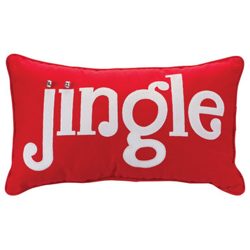 Embroidered Jingle Holiday Pillow 19.5"L