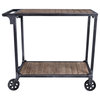 Moka Industrial Kitchen Cart, Industrial Gray and Pine Wood