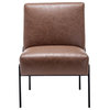 Tufted Armless Accent Chair, Multiple Colors , Brown Faux Leather Without Pintuck