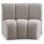 Meridian Furniture - Infinity Boucle Fabric Upholstered Modular Chair, Brown - Mix and match this Infinity boucle fabric modular chair with other items in the Infinity collection to find the best possible seating solution for your gang. Rich taupe boucle fabric feels welcoming and soft to the skin, so you stay seated comfortably for the big game or while watching your favorite programs. Deep channel tufting adds to the longevity and durability of this modular chair while giving it texture.