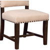 Nailhead Trim Fabric Side Chair With High Back, Set Of 2, Beige