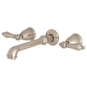 Kingston Brass Two-Handle Wall Mount Tub Faucet, Brushed Nickel