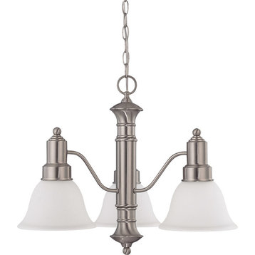 Nuvo Gotham 3-Light Brushed Nickel and Frosted Glass Chandelier