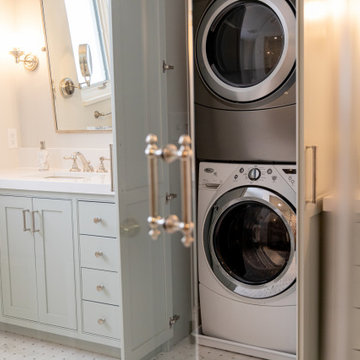 Eton Master Bath Remodel with Built-In Washer Dryer Custom Cabinet in Towson
