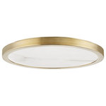 Hudson Valley Lighting - Woodhaven 18" LED Flush Mount Aged Brass Finish White Spanish Alabaster - Features: