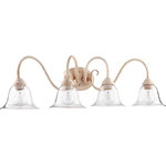 Quorum - Spencer 4-Light Bath Vanity Persian White Clear/Seeded Glass - Shade Included: Yes  Are bulbs included? No Type/Wattage of bulbs: 100W Medium Base Hardwire or Plue? Hardwire Number of bulbs used? 4 UL Listing: N/A