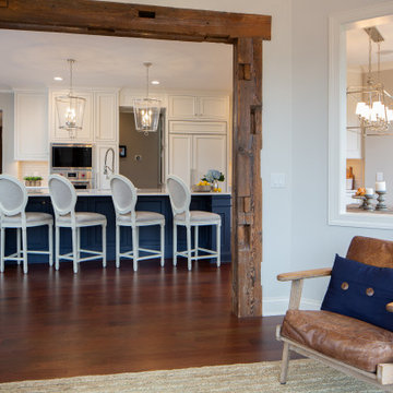Weathered Antique Box Beams as a Doorway Frame in a Contemporary Home