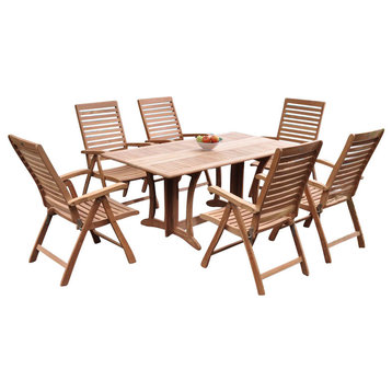 7-Piece Outdoor Teak Dining Set, 69" Table, 6 Ashley Arm Chairs