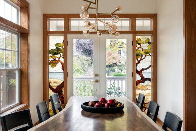 Dining room - transitional dining room idea in Seattle with beige walls
