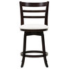 Woodgrove Dark Brown Stained Wood Counter Height Barstool with White Cushion