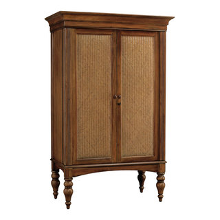 Pemberly Row 78 Farmhouse Wood Bar Unit in Medium Brown