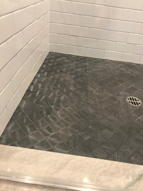 Black Shower Tile, How To Remove White Stain On Black Tiles
