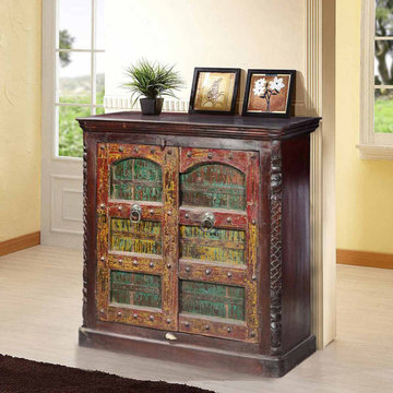 American Gothic Mango & Reclaimed Wood Handcrafted Storage Cabinet
