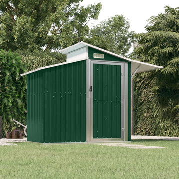 vidaXL Storage Shed Garden Shed for Furniture Storage Green Galvanized Steel, Green