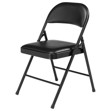 Commercialine Vinyl Padded Steel Folding Chair, Black, Set of 4
