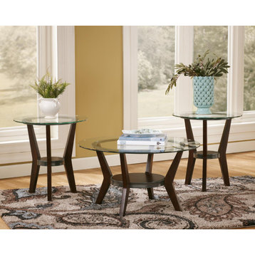 Fantell Table Set, Coffee Table and 2 End Tables, Dark Brown